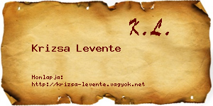 Krizsa Levente névjegykártya